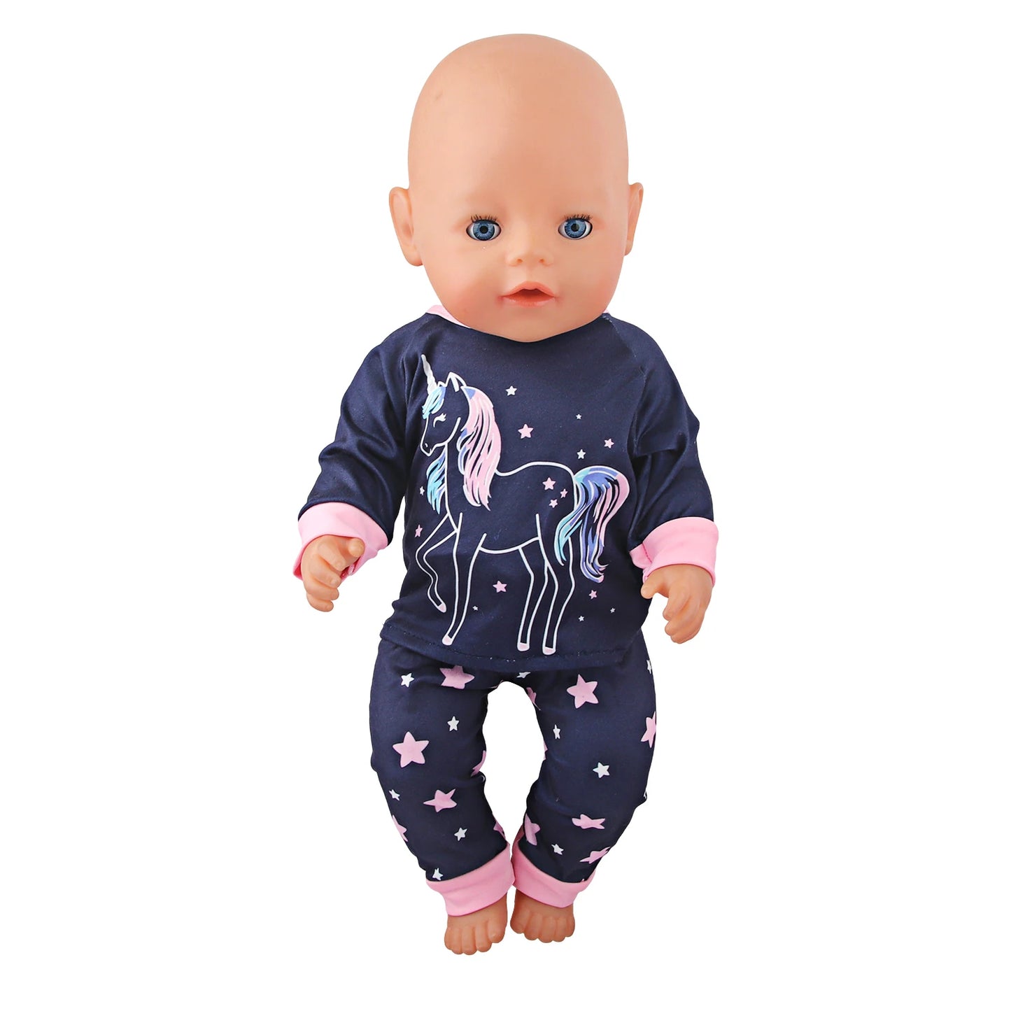 Doll Clothes Pajamas For 43cm Baby New Born&American 18 Inch Girl Doll Unicorn Shark Cartoon Clothes Suit For Generation Doll