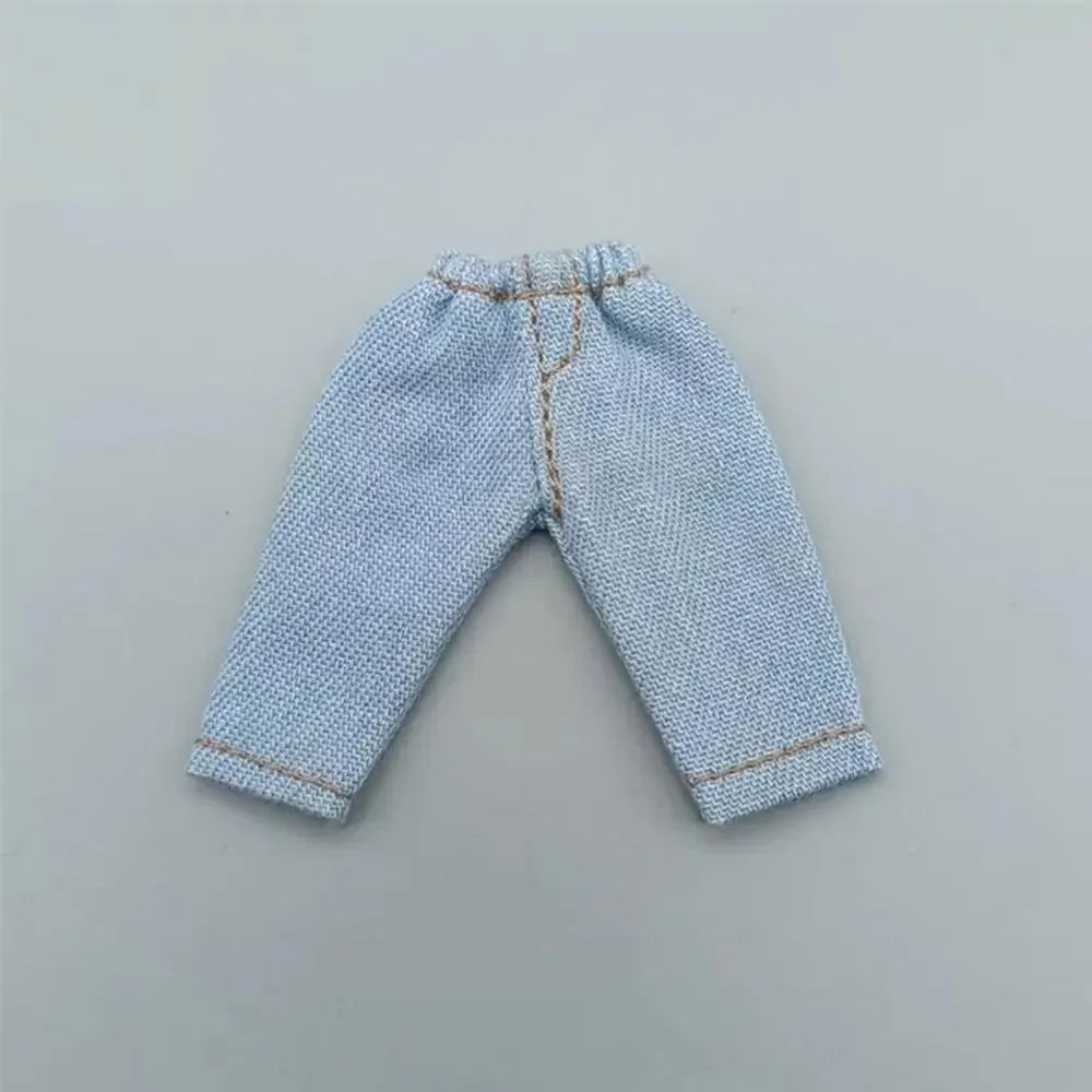 Fashion Doll Clothes For 1/11 OB11 Dolls Denim Trousers For 1/12 Bjd/GSC Doll T-shirt Mini Cute Doll Pants DIY Doll Accessories