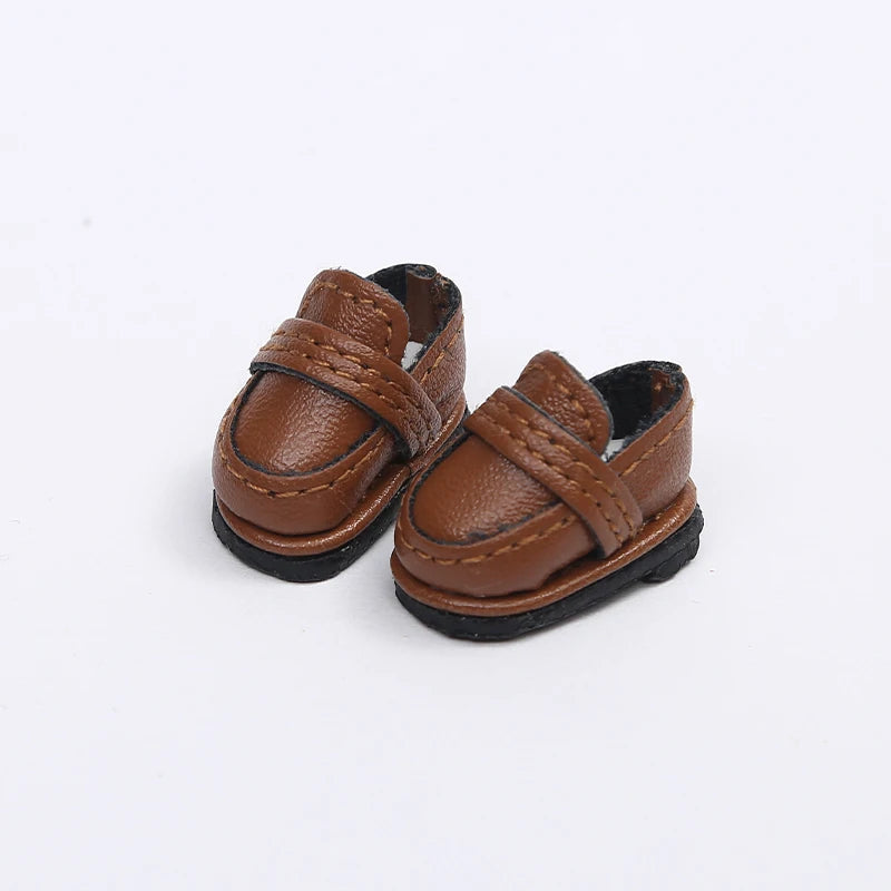 Handmade Doll Student Shoes Bright Surface Black Brown Doll Leather Shoes For Obitsu11,P9, Gsc, Ymy, Ddf, Nendoroids, 1/12 Bjd