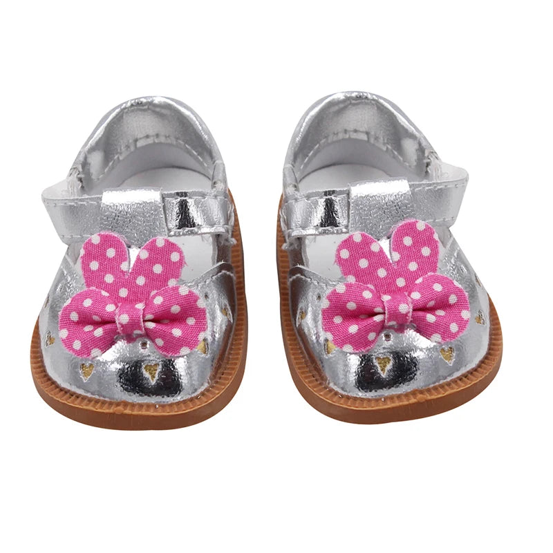 Doll Shoes 7 cm Cute Bow Cartoon Skull Mini Shoes For 18 Inch American&43cm Baby New Bron Dolls Girl Toy 1/3 BJD&OG Doll Boots