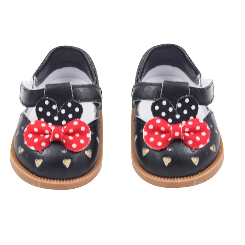 Doll Shoes 7 cm Cute Bow Cartoon Skull Mini Shoes For 18 Inch American&43cm Baby New Bron Dolls Girl Toy 1/3 BJD&OG Doll Boots