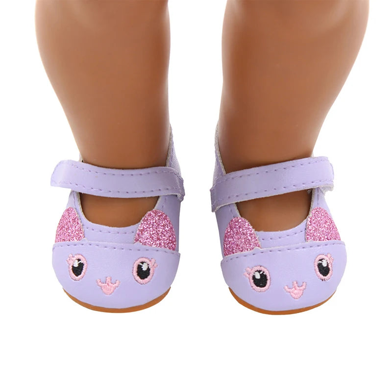 Doll Shoes 7 cm Cute Bow Cartoon Skull Mini Shoes For 18 Inch American&43cm Baby New Bron Dolls Girl Toy 1/3 BJD&OG Doll Boots