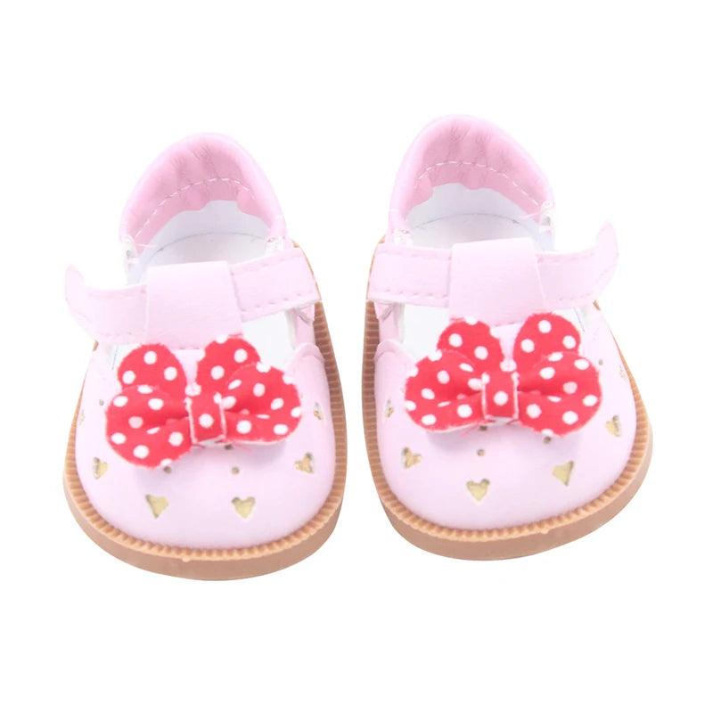 Doll Shoes 7 cm Cute Bow Cartoon Skull Mini Shoes For 18 Inch American&43cm Baby New Bron Dolls Girl Toy 1/3 BJD&OG Doll Boots