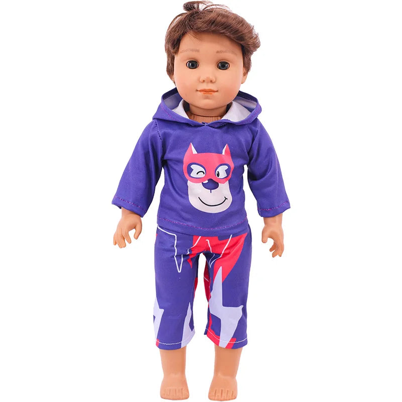 Doll Clothes Leisure Sportswear Cute Animal Print For 43cm Baby Doll &18Inch American Doll Outfits,Our Generation Gifts Toys