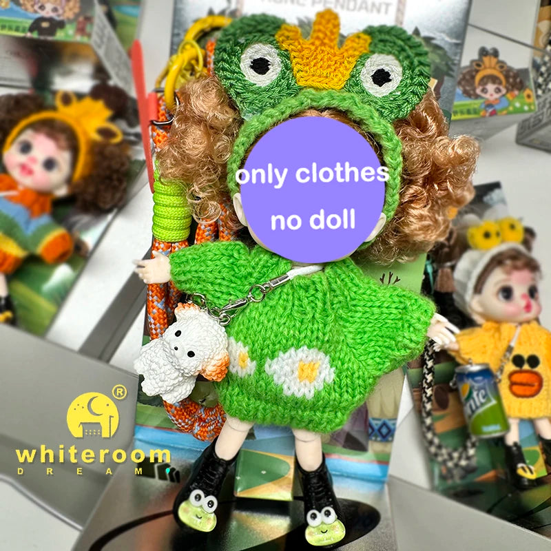 Mini BJD Doll Clothes OB11 Handmade Crochet Sweater Wool Hook Set Accessories Girls DIY Toy Accessories MobilePhone Hanging Gift