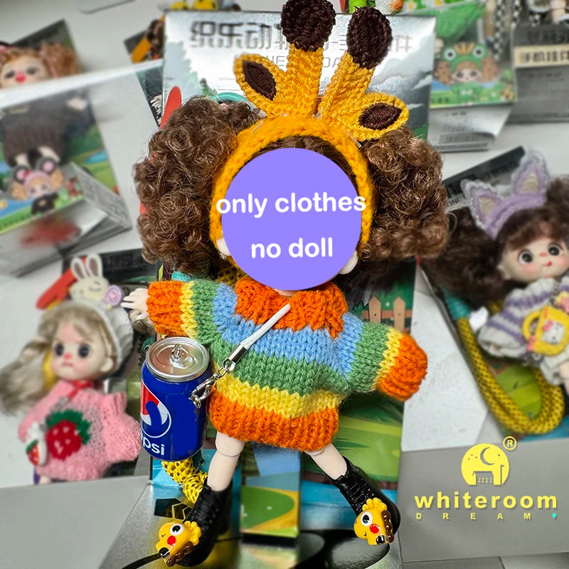 Mini BJD Doll Clothes OB11 Handmade Crochet Sweater Wool Hook Set Accessories Girls DIY Toy Accessories MobilePhone Hanging Gift