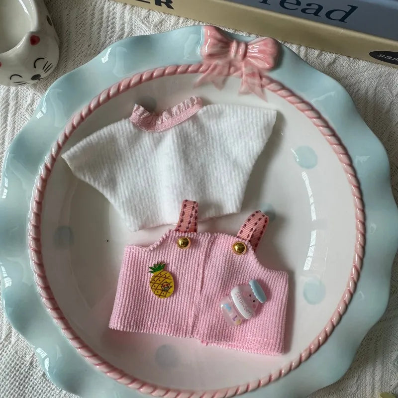 Popular Labubu Doll Clothes 17cm Pendant Labubu Doll Clothes Spring Field Strap Pants Set Labubu Doll Clothes Accessories