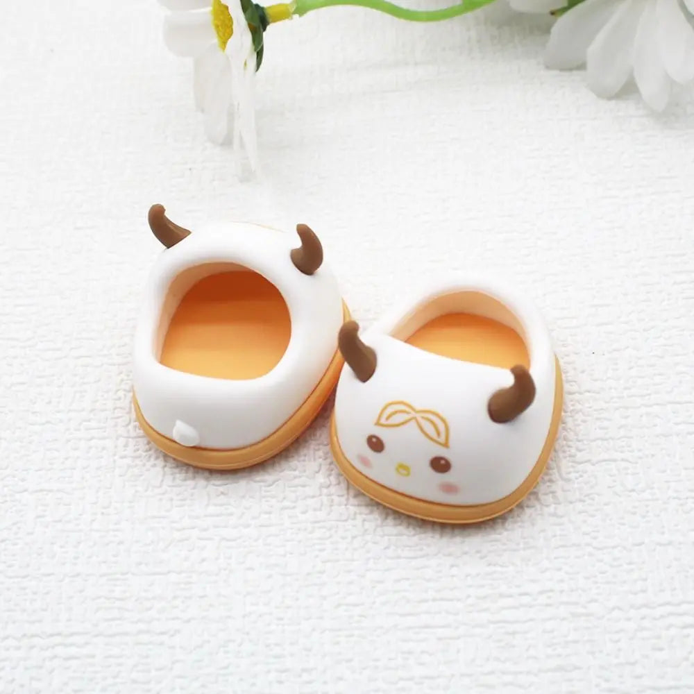 1Pair 20cm Cotton Doll Shoes Soft Rubber Shoes Cute Animal Patterned Shoes Doll Accessories Children Toys Gifts