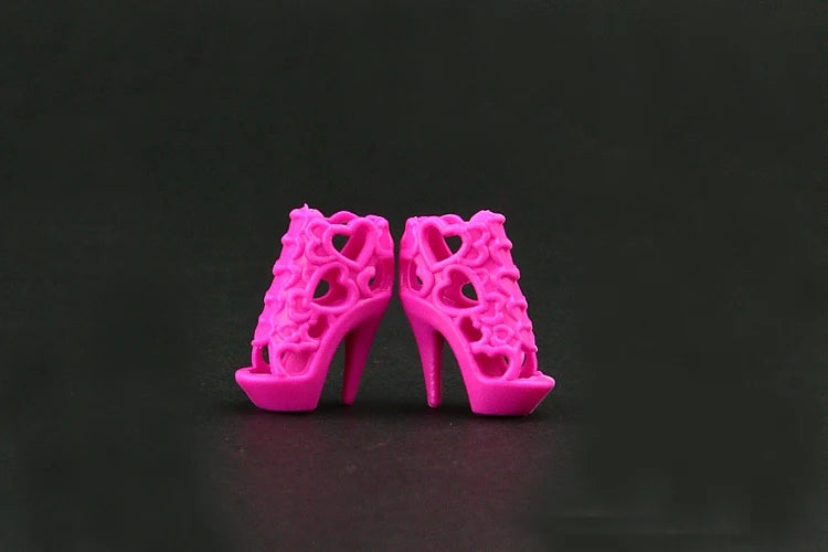 10 pair / lot Fashion Hollow design 1/6 female Doll shoes High quality high heeled Shoes for 30 cm FR doll  accessories