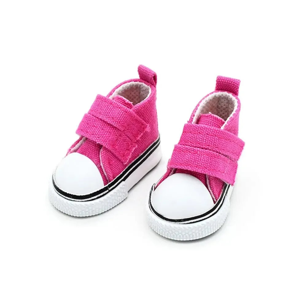 1 Pair 5cm Length Doll Canvas Shoes DIY Mini Doll Sneakers Colorful Plimsolls Mini Casual Shoes Children Toy