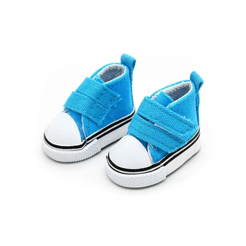 1 Pair 5cm Length Doll Canvas Shoes DIY Mini Doll Sneakers Colorful Plimsolls Mini Casual Shoes Children Toy