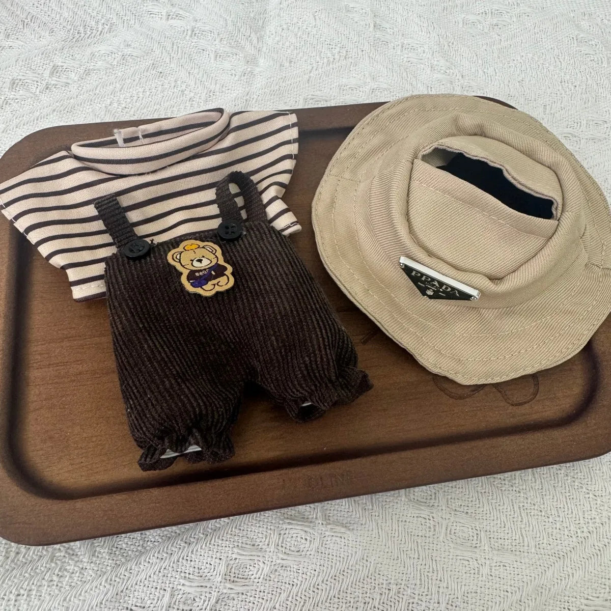 Popular Labubu Doll Clothes 17cm Pendant Labubu Doll Clothes Spring Field Strap Pants Set Labubu Doll Clothes Accessories
