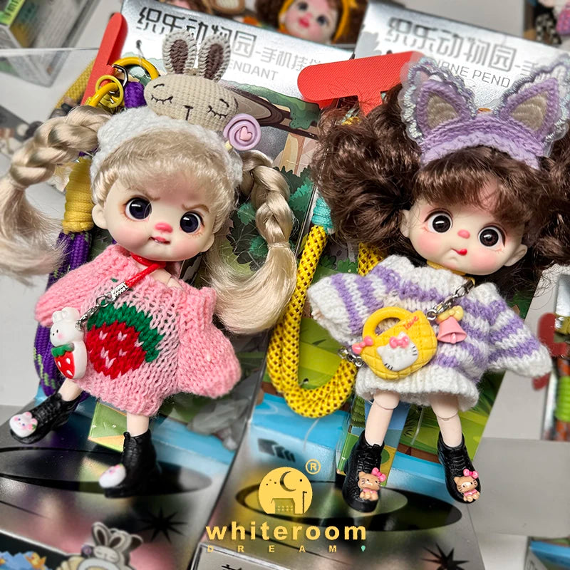 Mini BJD Doll Clothes OB11 Handmade Crochet Sweater Wool Hook Set Accessories Girls DIY Toy Accessories MobilePhone Hanging Gift