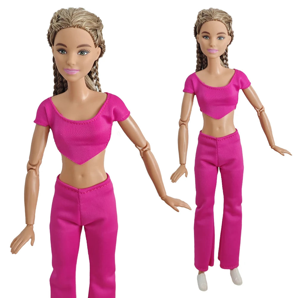 Doll Clothes  Short sleeved shirt Solid color flared pants Daily Wear Accessories Clothes for Barbies doll