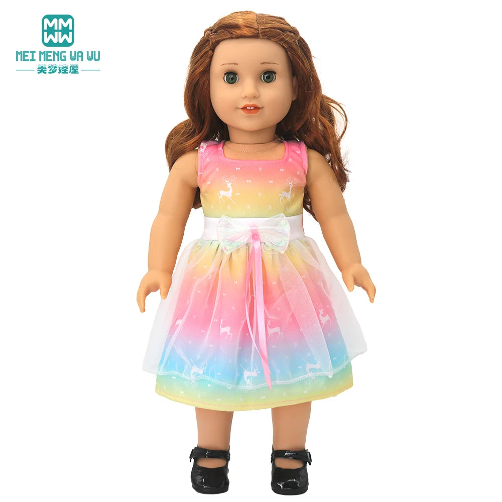 Doll Clothes for 43 cm new born doll and American doll accessories  fashionable gauze dress, bow dress