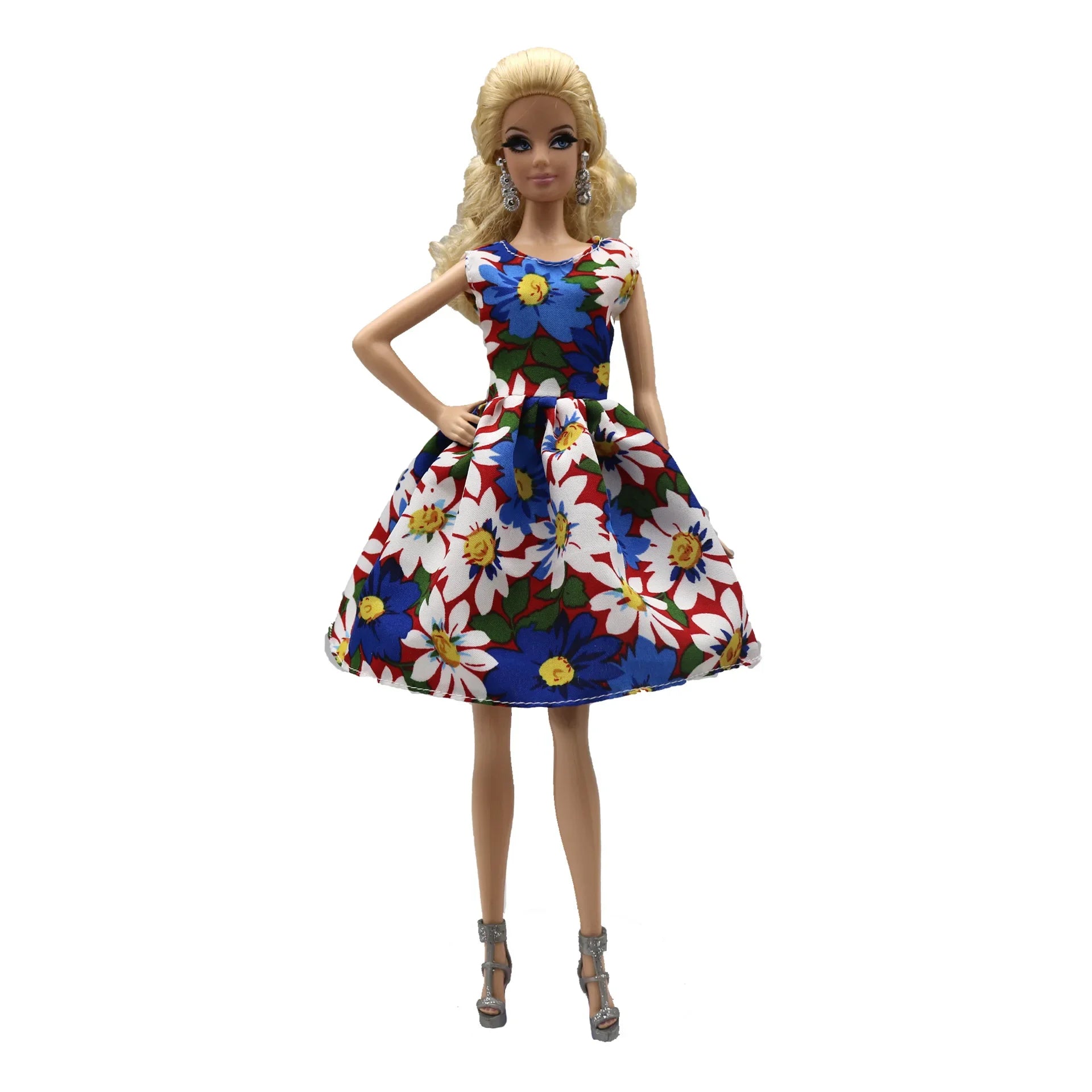 2023 new fashion clothes dress for 30 cm doll 1/6 29 cm Ribbon Hanging Neck Open Back Fragmented Flower Dress