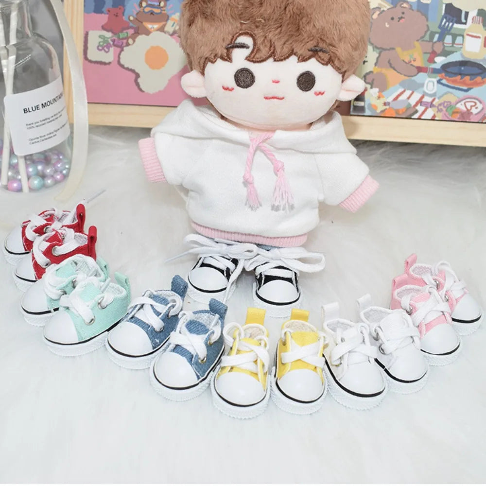 Hand-made Doll Shoes Replacement 4.5cm Doll Replacement Accessories Multiple Styles DIY Canvas Shoes for 15CM Cotton Doll