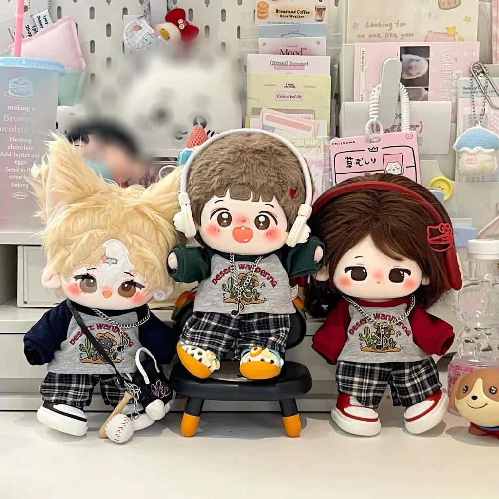 20cm Doll Clothes Cute Retro Style Casual No Attribute Normal Body Cotton Doll Clothes Can Be Changed Spring And Autumn Suit