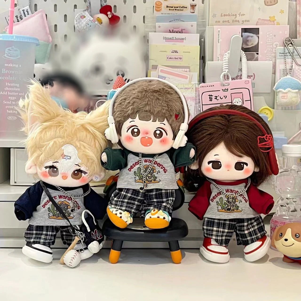 20cm Doll Clothes Cute Retro Style Casual No Attribute Normal Body Cotton Doll Clothes Can Be Changed Spring And Autumn Suit