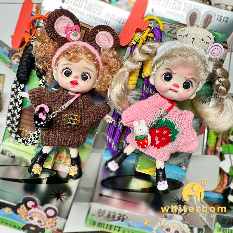 Mini BJD Doll Clothes OB11 Handmade Crochet Sweater Wool Hook Set Accessories Girls DIY Toy Accessories MobilePhone Hanging Gift