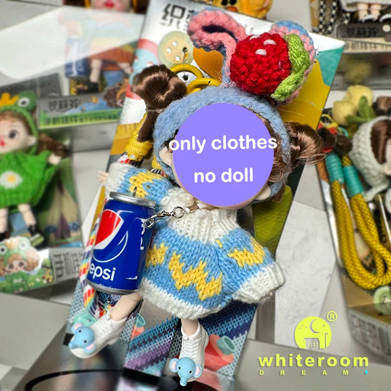 Mini BJD Doll Clothes OB11 Handmade Crochet Sweater Wool Hook Set Accessories Girls DIY Toy Accessories MobilePhone Hanging Gift