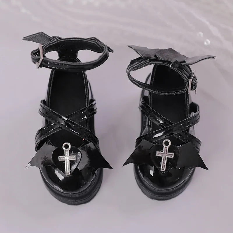 7cm*3.2cm Doll Shoes 1/4 Bjd Doll Round Toe High Heels With Devil Wings For Dollfie Dream Mid Dk Luts Soom Dod Dollmore Luts
