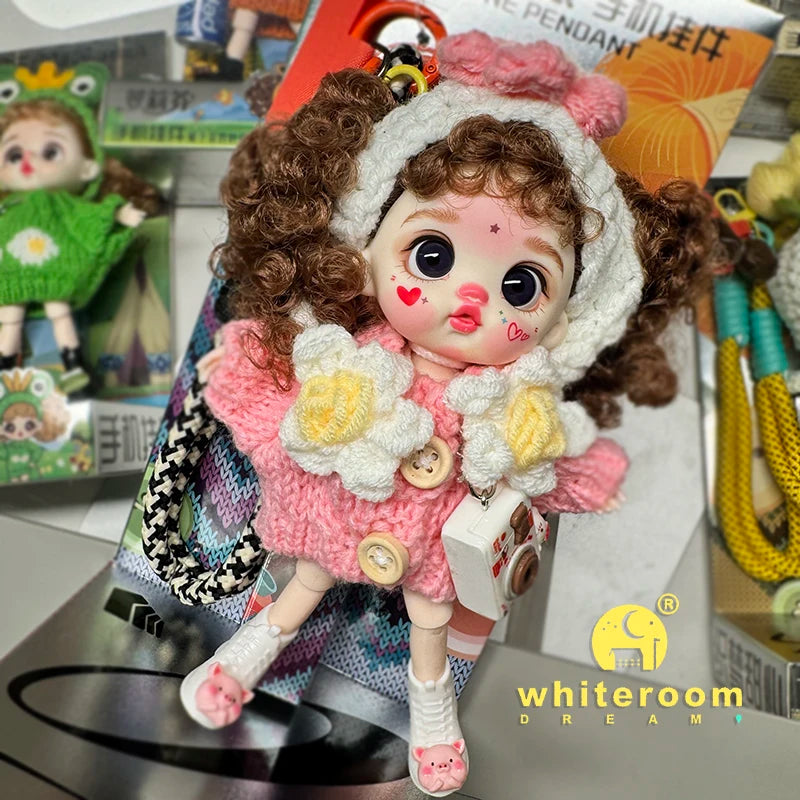 Mini BJD Doll Clothes OB11 Handmade Crochet Sweater Wool Hook Set Accessories Girls DIY Toy Accessories MobilePhone Hanging Gift