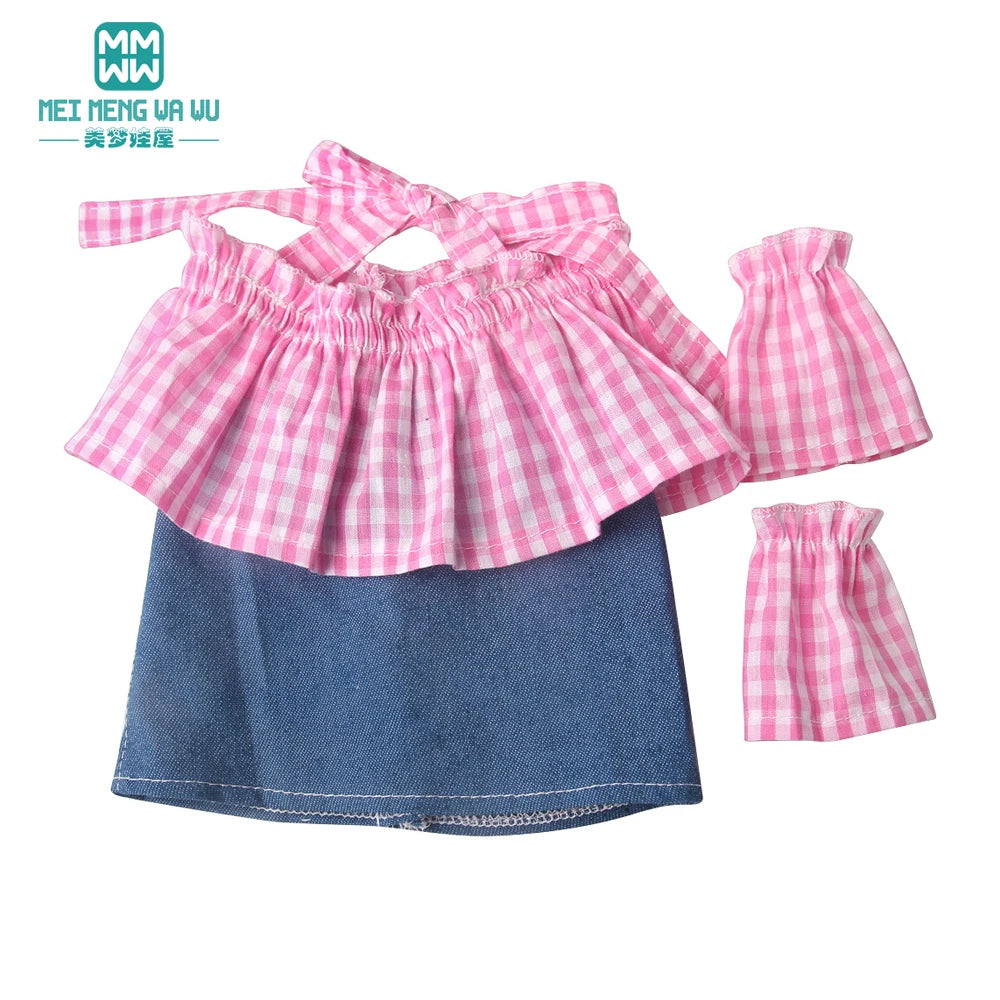 Doll Clothes Fashion T Shirt Pants Cartoon Dress Fits 45cm American Doll Toy Accessories Gift Girls