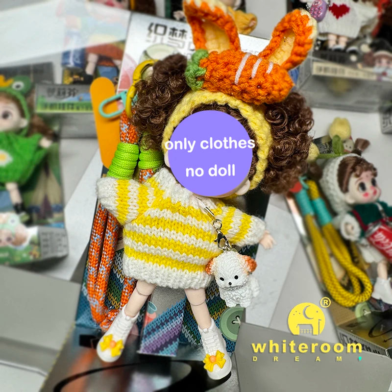 Mini BJD Doll Clothes OB11 Handmade Crochet Sweater Wool Hook Set Accessories Girls DIY Toy Accessories MobilePhone Hanging Gift