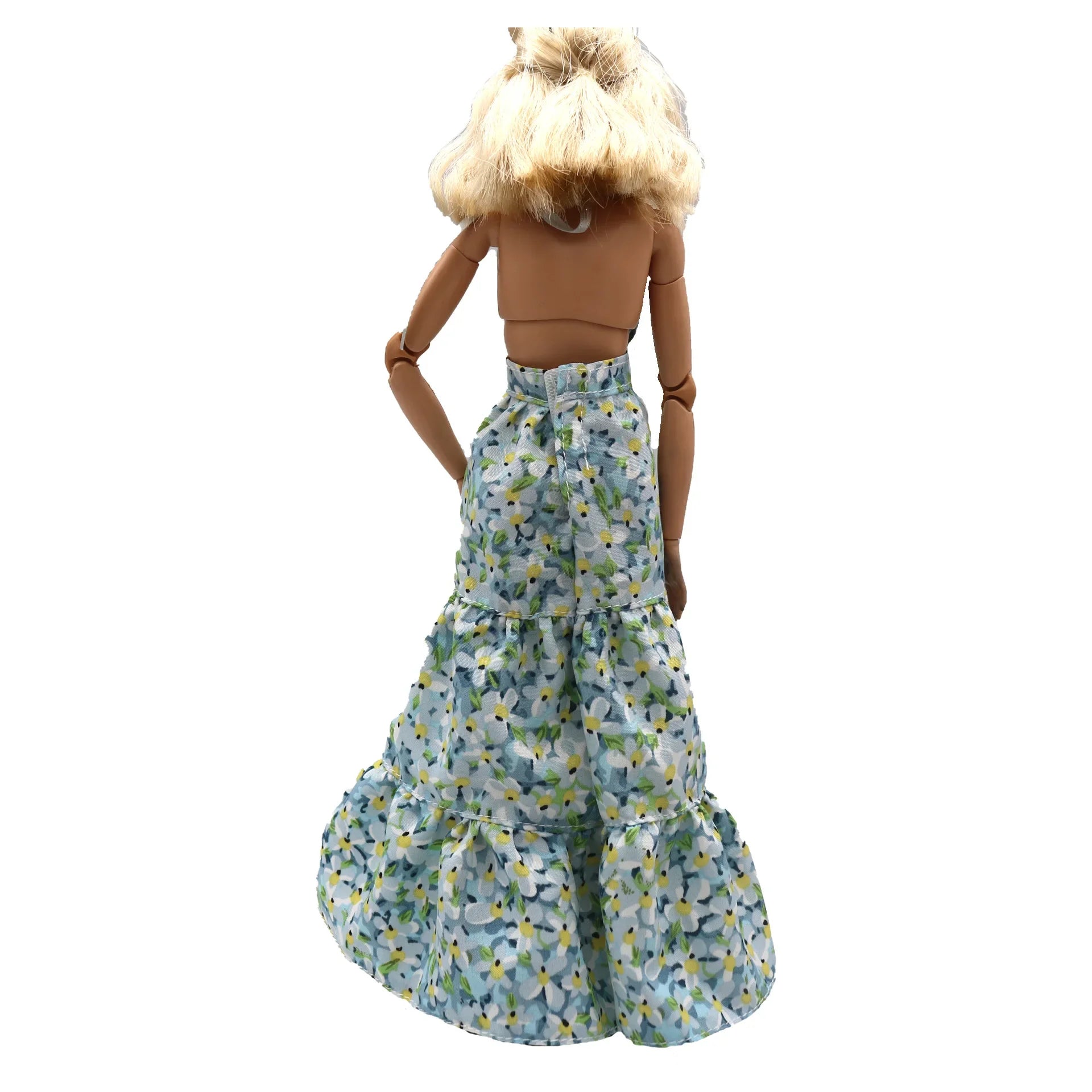 2023 new fashion clothes dress for 30 cm doll 1/6 29 cm Ribbon Hanging Neck Open Back Fragmented Flower Dress