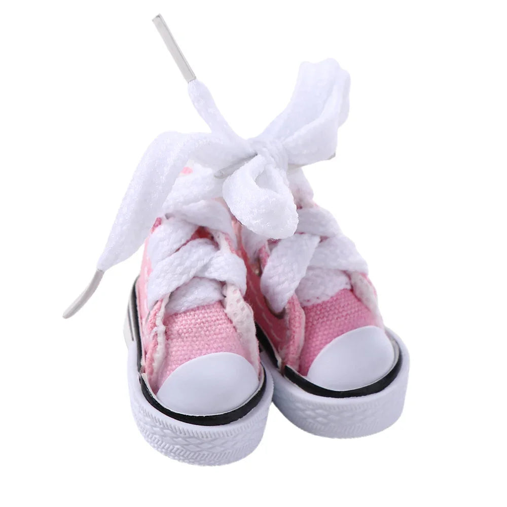 1Pair 3.5CM Fashion Casual Doll Canvas Shoes For Dolls Sneakers Shoes Boots Dolls Mini Accessories Girl Children Toy Gift