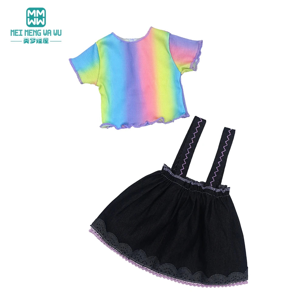 Doll Clothes Fashion T Shirt Pants Cartoon Dress Fits 45cm American Doll Toy Accessories Gift Girls