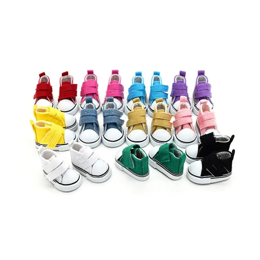 1 Pair 5cm Length Doll Canvas Shoes DIY Mini Doll Sneakers Colorful Plimsolls Mini Casual Shoes Children Toy