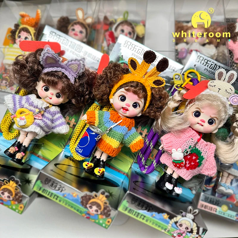 Mini BJD Doll Clothes OB11 Handmade Crochet Sweater Wool Hook Set Accessories Girls DIY Toy Accessories MobilePhone Hanging Gift