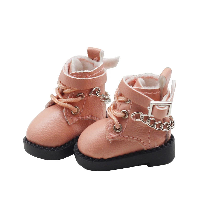 1 Pair Doll Shoes Lovely Chain Boots New Casual Hand-made Ob11 DOD 1/12 Bjd Doll Shoes Doll Accessories