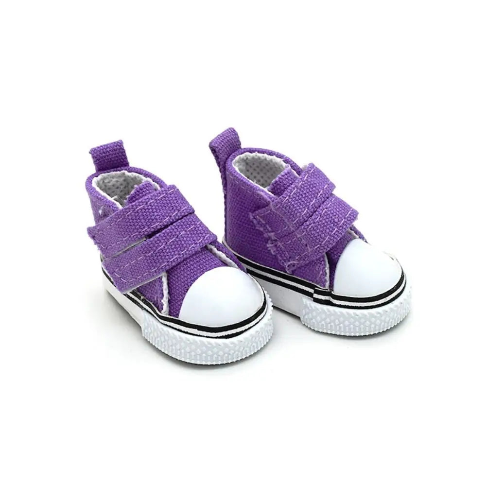1 Pair 5cm Length Doll Canvas Shoes DIY Plimsolls 1/6 Scale Mini Sneakers Mini High Top Doll Sneakers Blythe Doll Toy