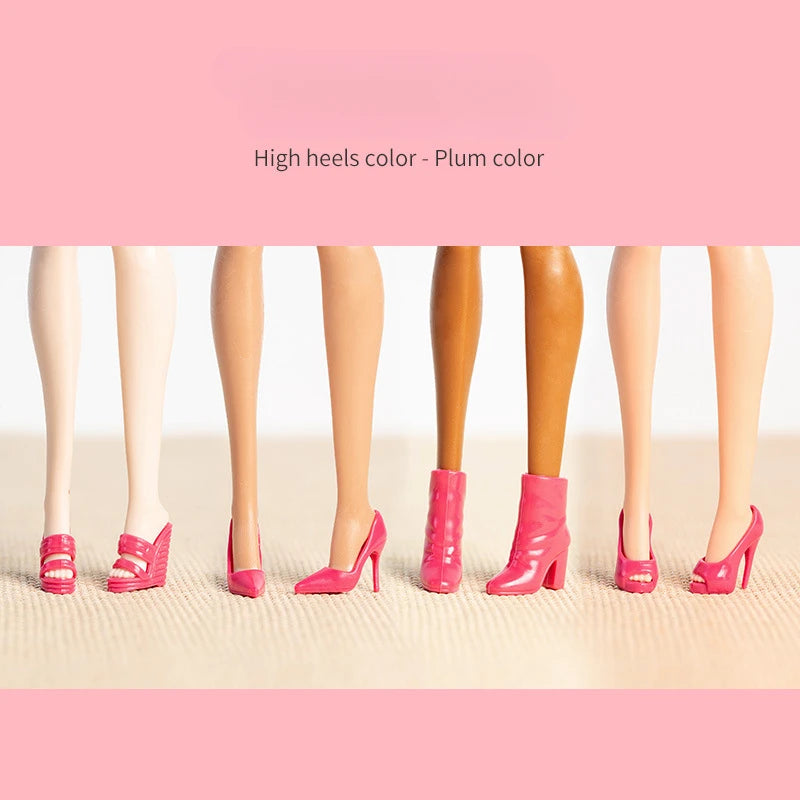 4 Pairs Doll High Heels Ankle Boot 32cm Supermodel Doll Similar Foot Shape Wearable Princess Girl Doll Shoes DIY Toys Collector