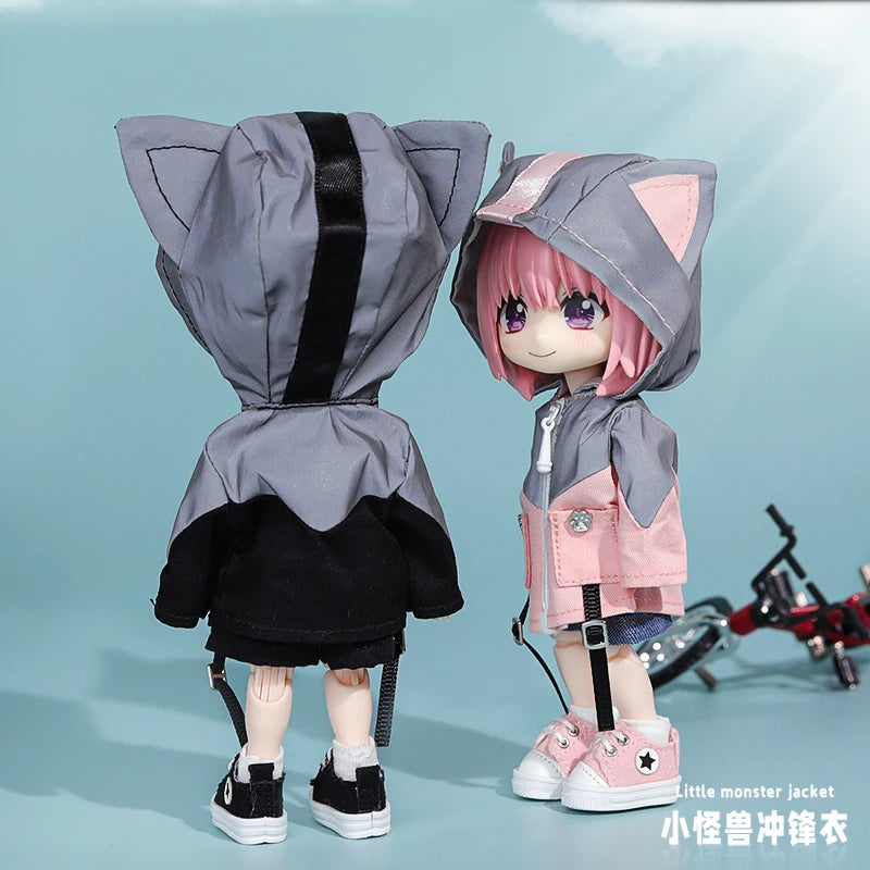 Dolls Accessories Casual Wear Doll Reflective Jacket Sportswear Decoration Ob11 Clothing Cool Handmade Doll Coat Obitsu11