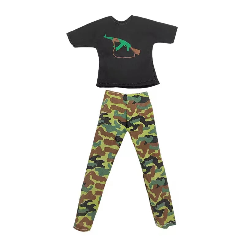 1/6 Doll Clothing 8 Itmes / Lot Casual Wear Handmade Clothes Outfit Male Soldier Tops Pant Uniforms Toy For Girl Boyfriend Ken