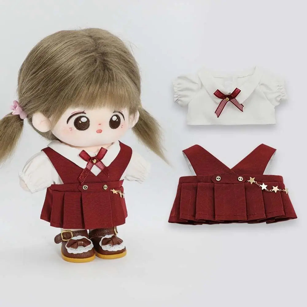 T-shirt 20cm Doll Clothes Stuffed Dolls Dress Up Cotton Dolls Outfit Academy Uniform Skirt Dresses Doll Uniform Set
