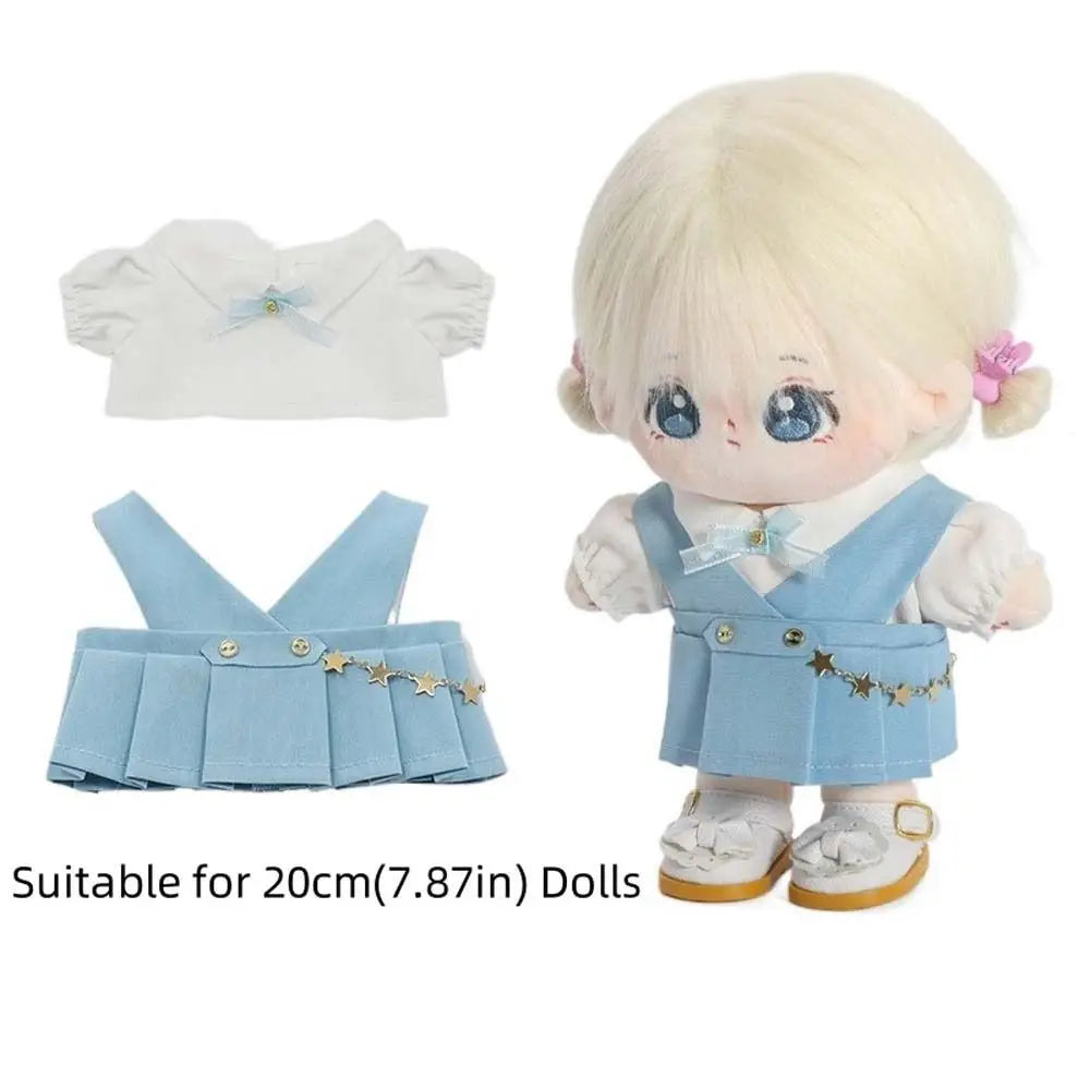 T-shirt 20cm Doll Clothes Stuffed Dolls Dress Up Cotton Dolls Outfit Academy Uniform Skirt Dresses Doll Uniform Set
