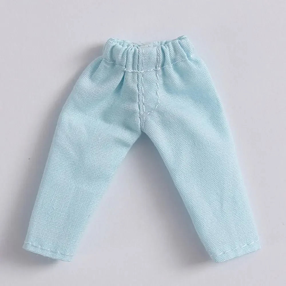 Fashion Doll Clothes For 1/11 OB11 Dolls Denim Trousers For 1/12 Bjd/GSC Doll T-shirt Mini Cute Doll Pants DIY Doll Accessories