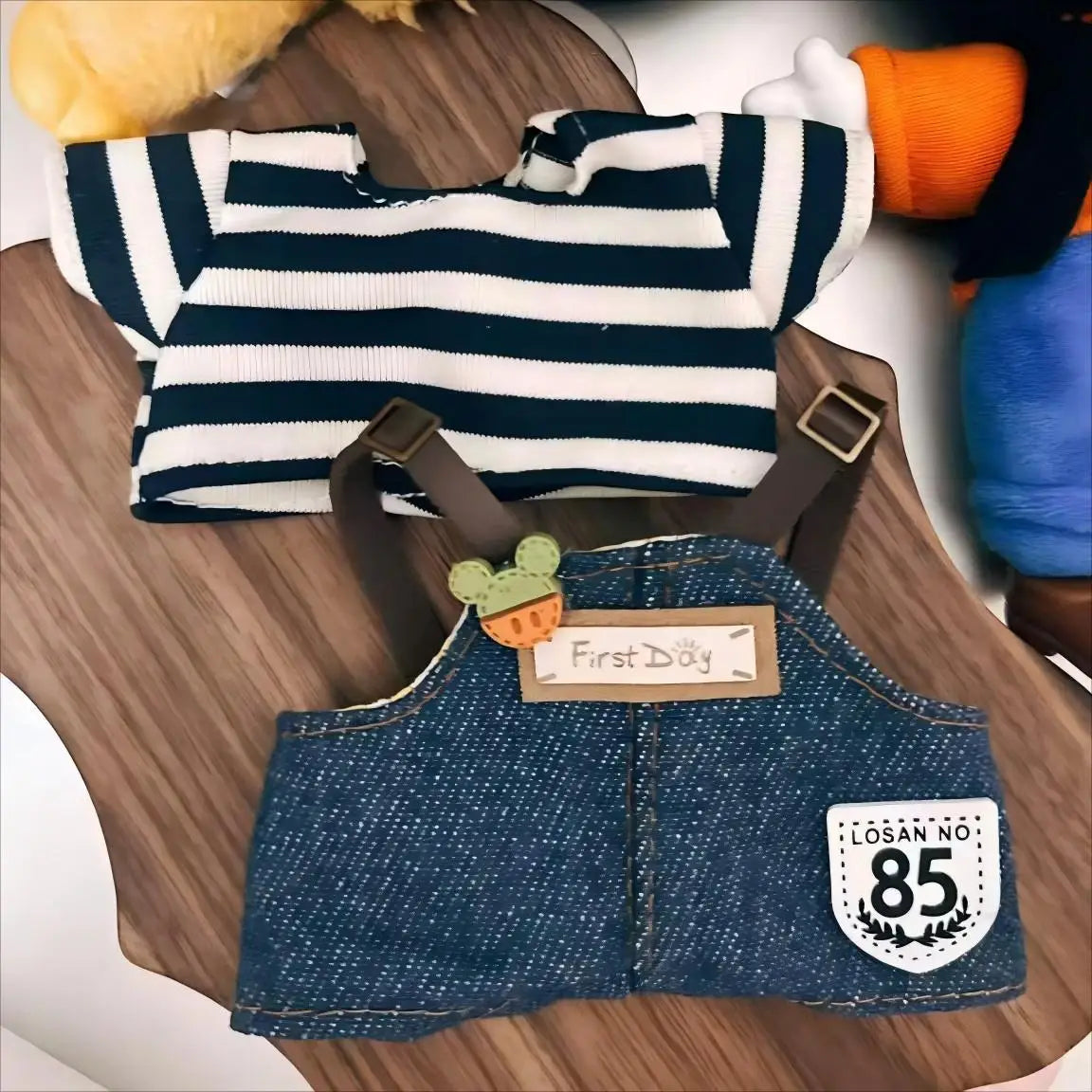 Popular Labubu Doll Clothes 17cm Pendant Labubu Doll Clothes Spring Field Strap Pants Set Labubu Doll Clothes Accessories