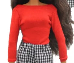 doll clothes 30 cm  Top T-shirt Elastic pants Daily Wear Accessories Clothes for Curvy Barbies doll