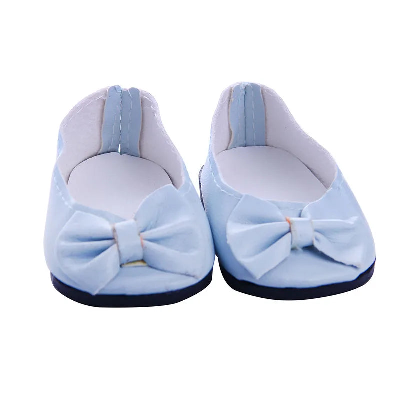 Doll Shoes Bow Tie Shoes Pop Leather Shoes Cute Cat Patterned Shoes For 18Inch American Doll&43CM Baby Doll Shoes,Girl Toys Gift