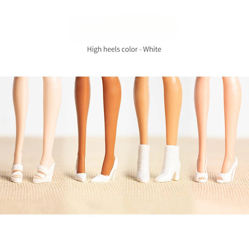 4 Pairs Doll High Heels Ankle Boot 32cm Supermodel Doll Similar Foot Shape Wearable Princess Girl Doll Shoes DIY Toys Collector
