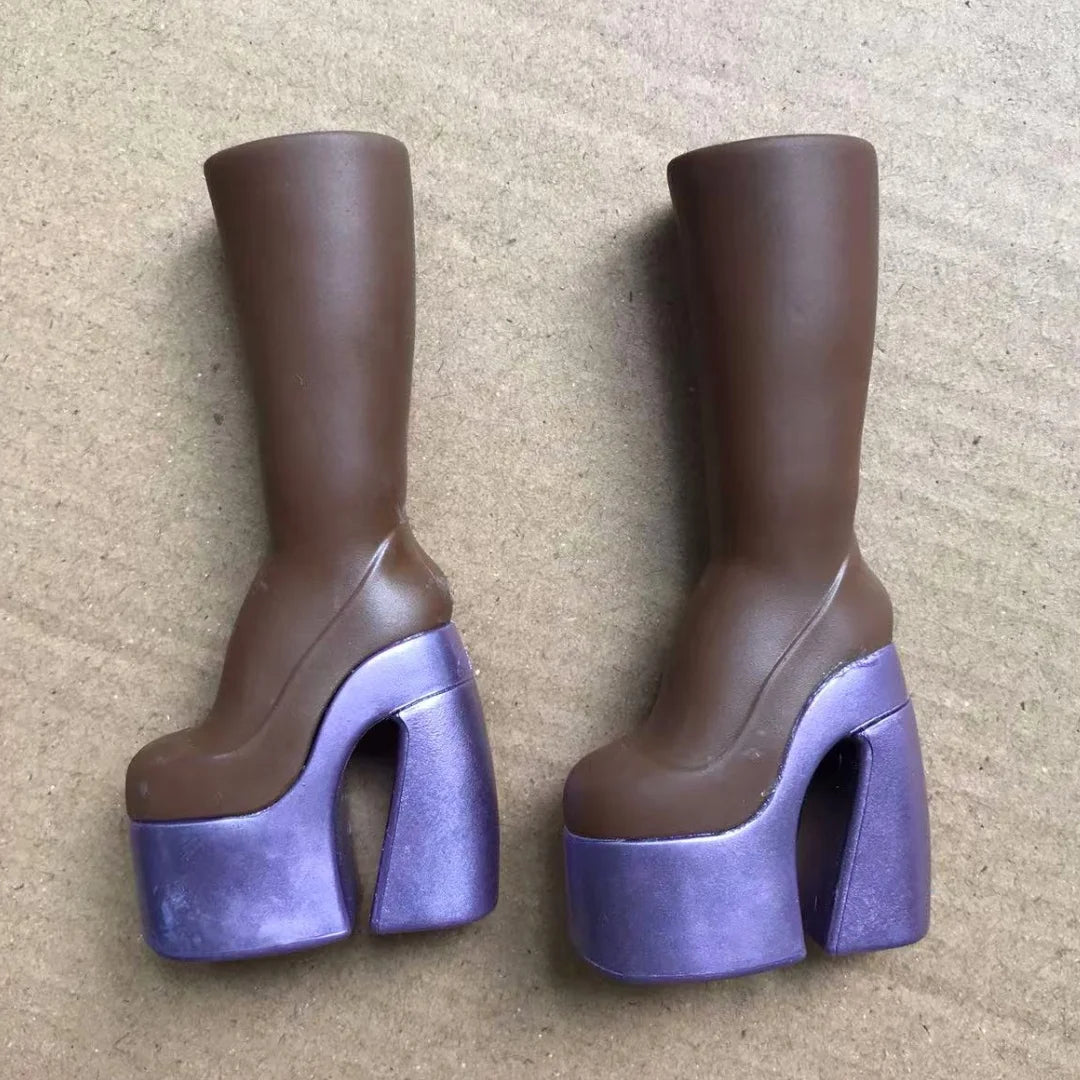 Classic Dancing Doll Shoes 2001 Big Thick Heels Doll Boots Shoes Sandals Brown Black Red Silver Beige Doll Decors