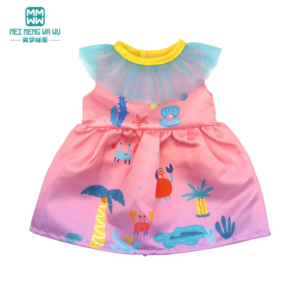 Doll Clothes Fashion T Shirt Pants Cartoon Dress Fits 45cm American Doll Toy Accessories Gift Girls