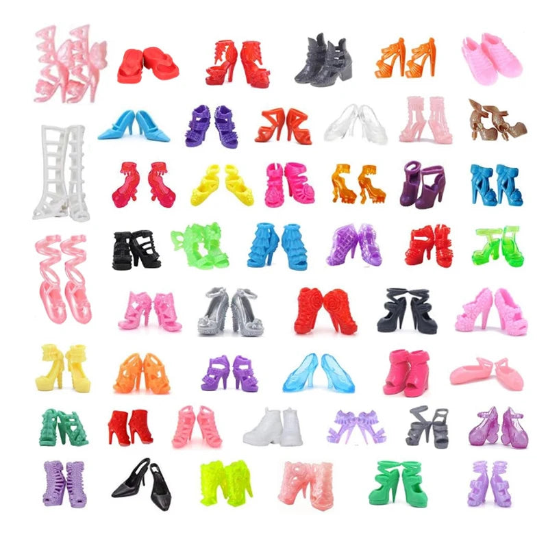 10/20/50 Pairs 11.5''/30cm Doll Shoes High Heel Shoes Doll Boots Flat Shoes Set Different Assorted Colors Fashion Shoe Toys