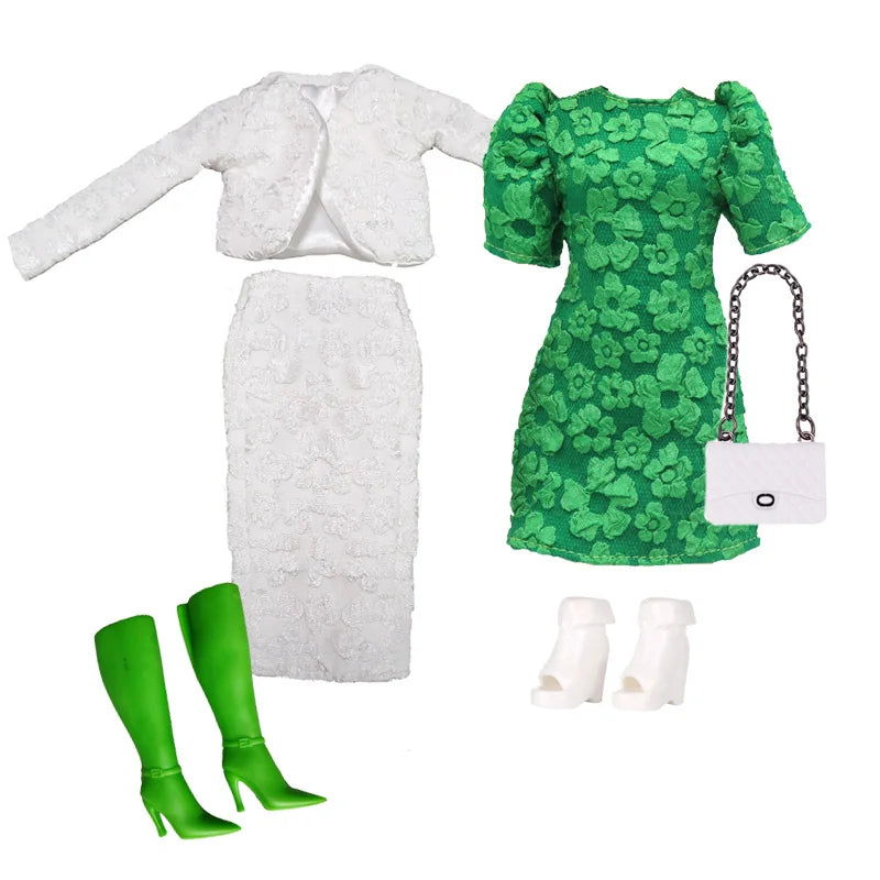 1/6 Doll Clothes Set DIY Doll Decors Bag Boots Cloak Jeans Casual Wears Decorations for 11.5 inch Doll Clothing Accessories